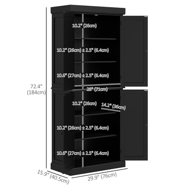 Kitchen cabinet with 4 doors, black