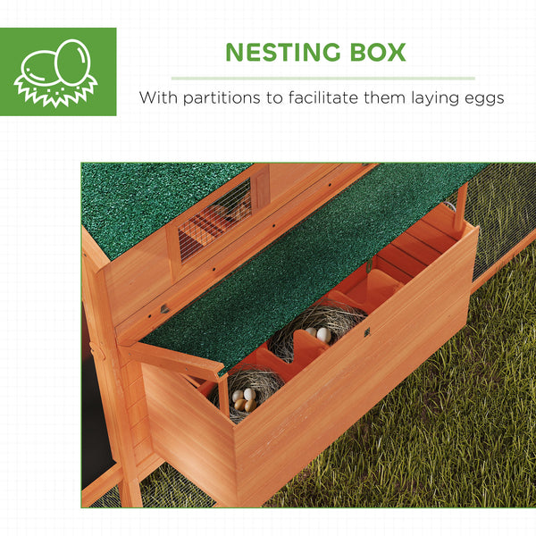 137" Wooden Chicken Coop with Run and Laying Box, Orange