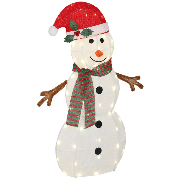 Outdoor Snowman with LED Lights, Stakes, Zip Ties