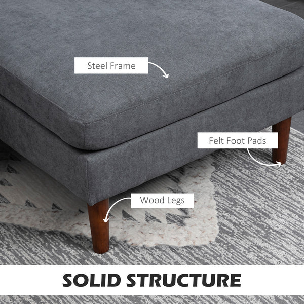 Modern 4 seater sofa with wooden legs, dark grey