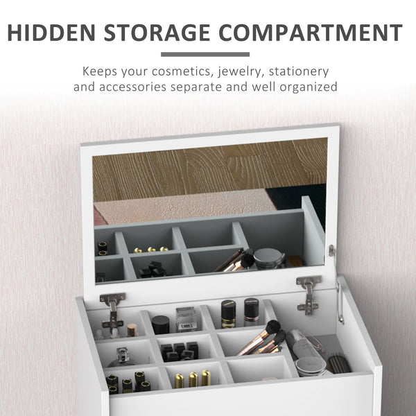 Modern dressing table with makeup table and padded stool, white