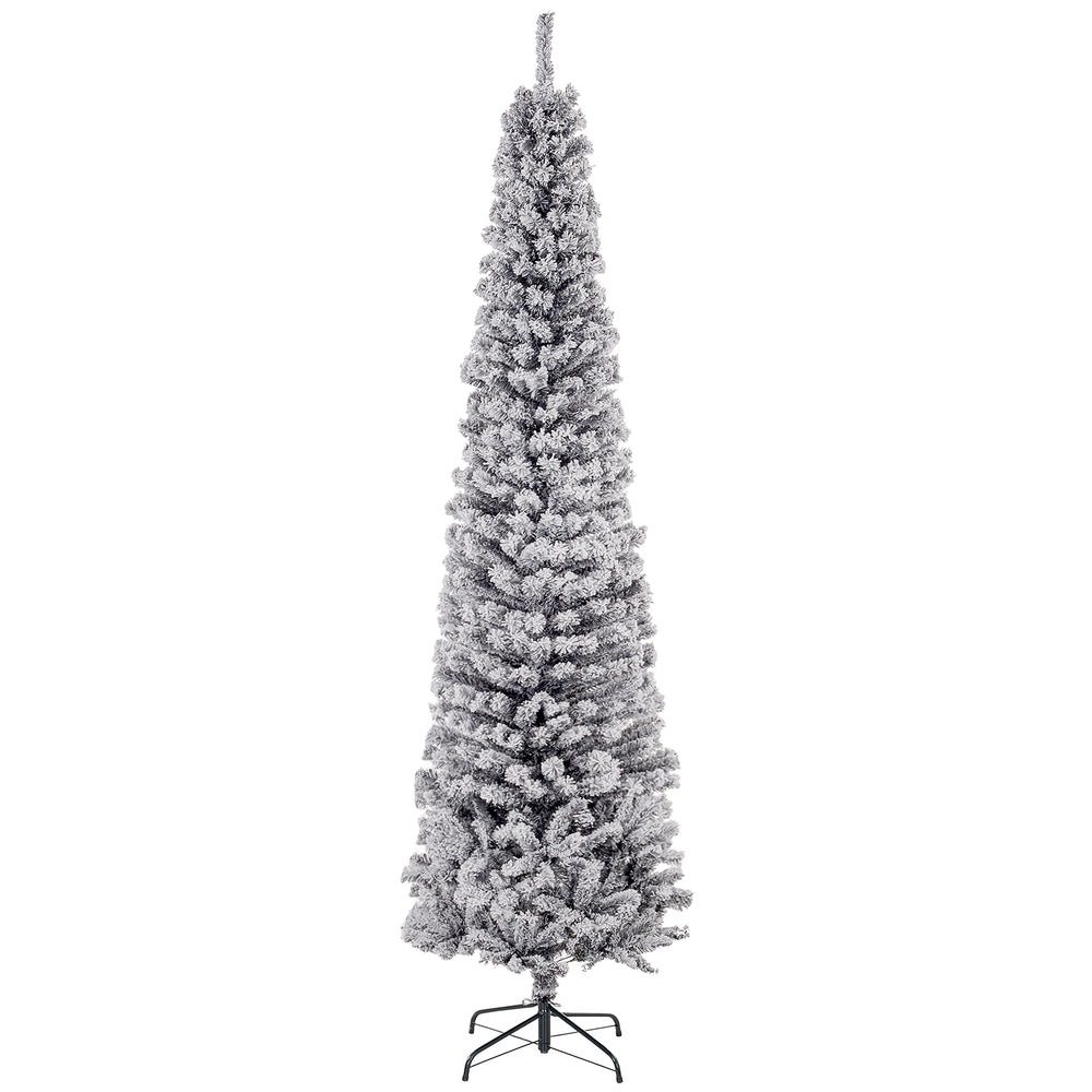 7.5 foot frosted pencil shaped Christmas tree