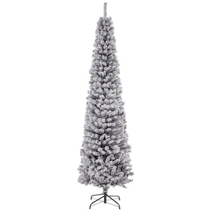 7.5 foot frosted pencil shaped Christmas tree