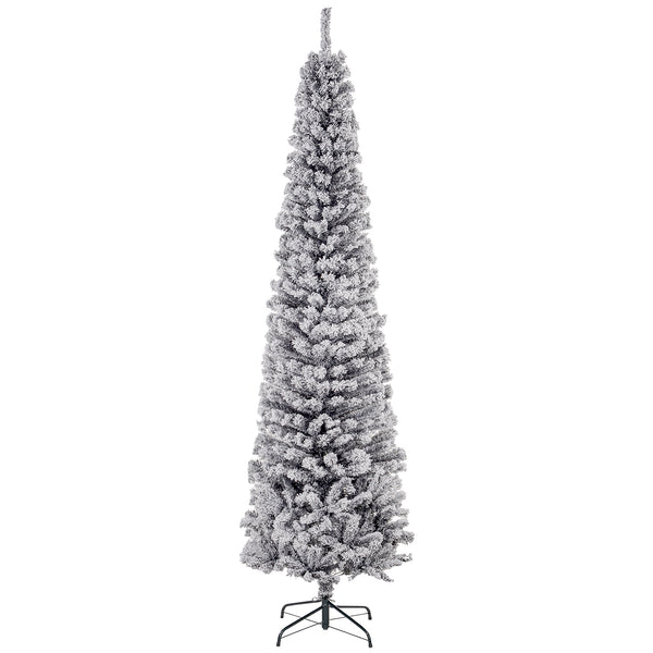 7.5 foot frosted pencil shaped Christmas tree