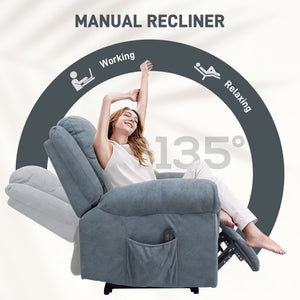 Electric reclining armchair with vibrating massage and footrest – Blue/grey