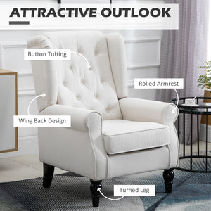 Button-upholstered accent chair, white
