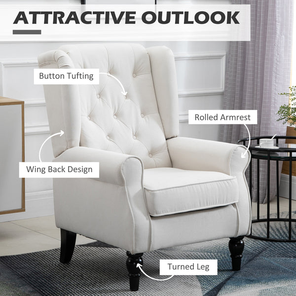 Button-upholstered accent chair, white