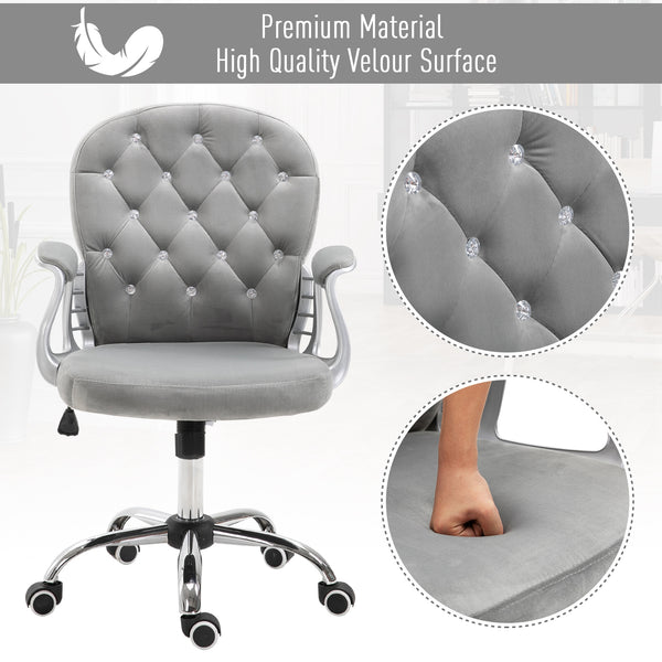 Office chair with padded seat and tufted backrest, grey