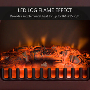 40cm 750/1500W Freestanding Electric Fireplace, Red/Brown