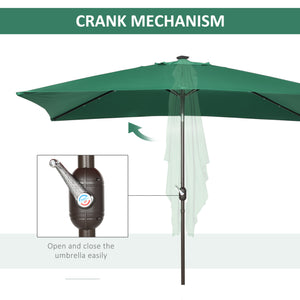 9.7-foot rectangular patio umbrella with crank handle and LED lighting 