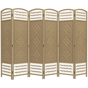 6-panel folding partition wall made of corrugated fiber, natural color