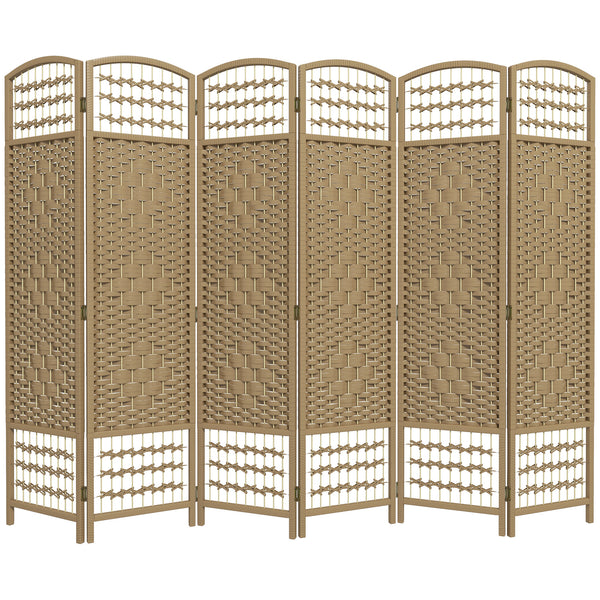 6-panel folding partition wall made of corrugated fiber, natural color