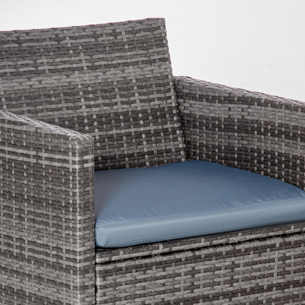 4-piece resin wicker furniture set with glass coffee table, grey