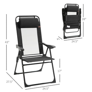 Set of 4 camping chairs, black