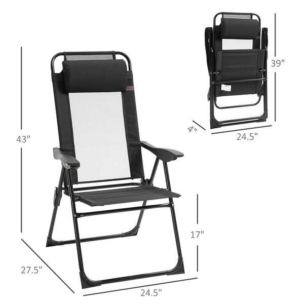 Set of 4 camping chairs, black