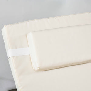 Patio Lounge Chair with 5-Level Adjustable Backrest, Headrest, Cream White