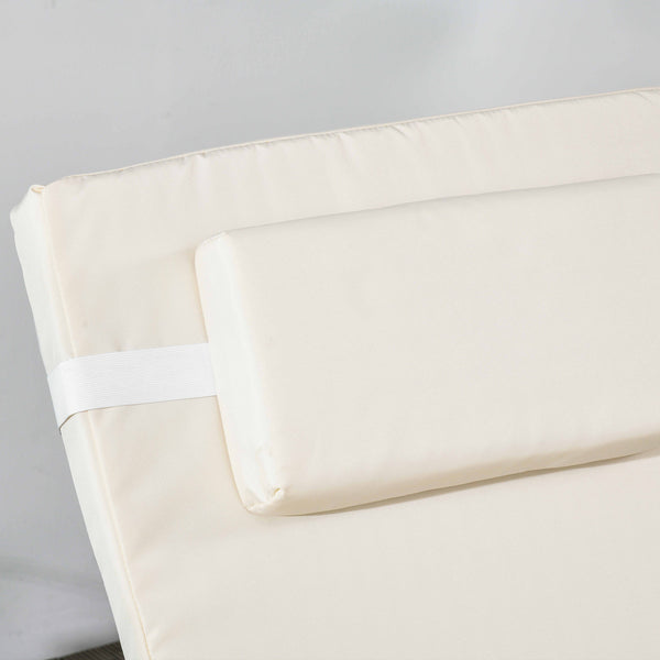 Patio Lounge Chair with 5-Level Adjustable Backrest, Headrest, Cream White