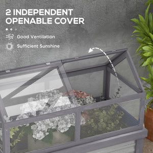 Raised garden kit with greenhouse, wooden cold frame