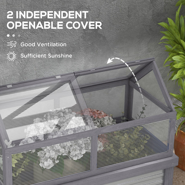 Raised garden kit with greenhouse, wooden cold frame
