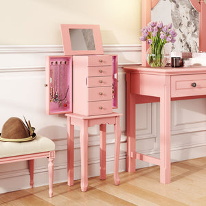 Standing jewelry storage cabinet with mirror - Two-tone pink
