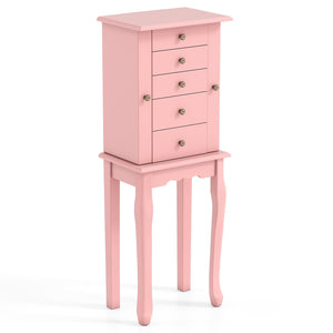 Standing jewelry storage cabinet with mirror - Two-tone pink