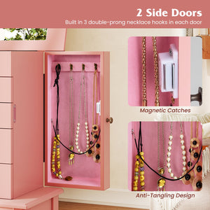 Standing jewelry storage cabinet with mirror - Two-tone pink