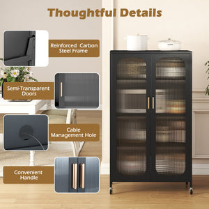 2-door 5-tier metal storage cabinet with adjustable shelves - Black