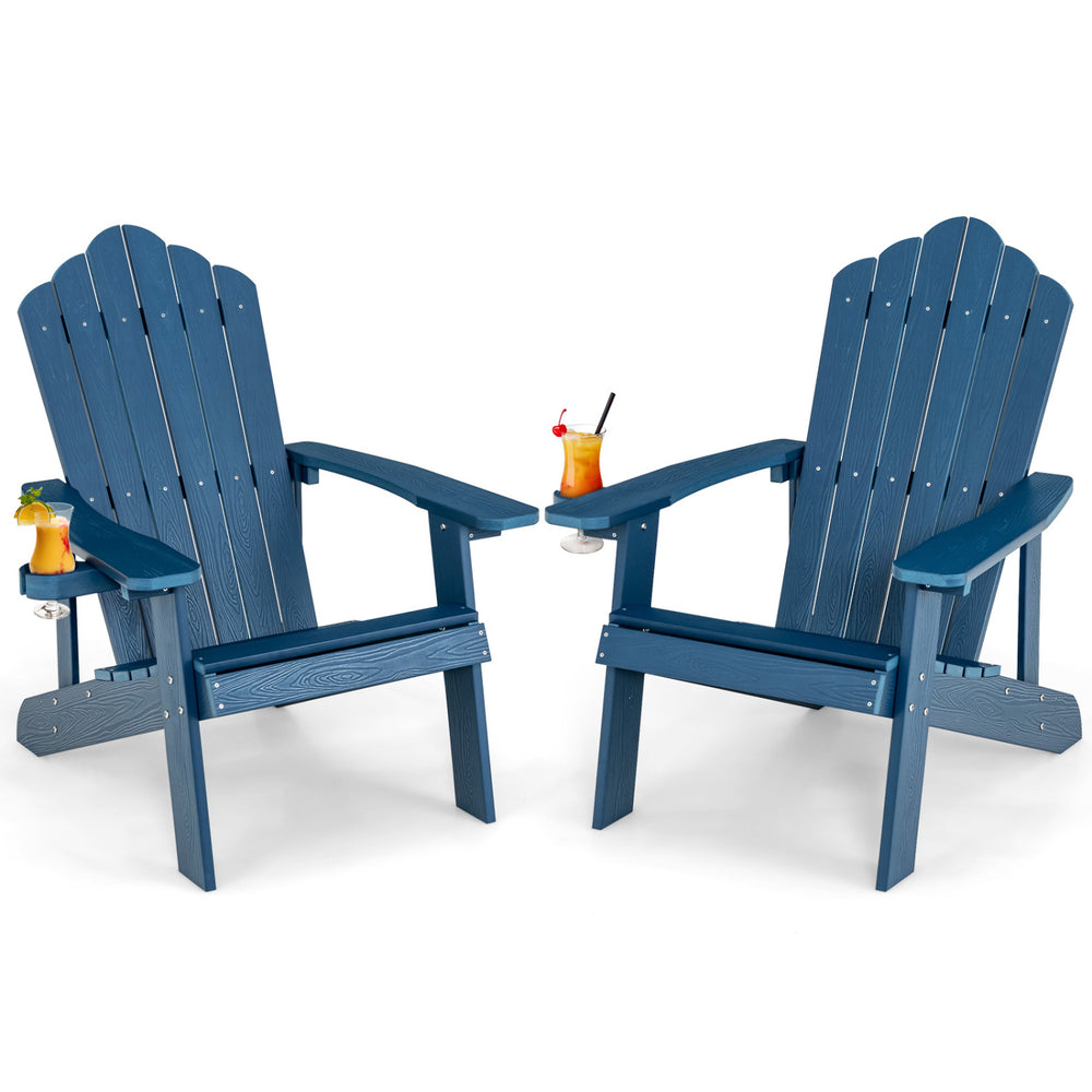 Ensemble de 2 chaises Adirondack avec design ergonomique pour porche et jardin