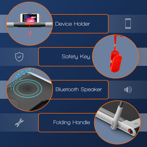 2-in-1 Folding Treadmill with Remote Control and LED Display - Silver