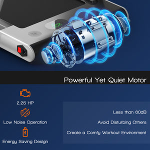 2-in-1 Folding Treadmill with Remote Control and LED Display - Silver