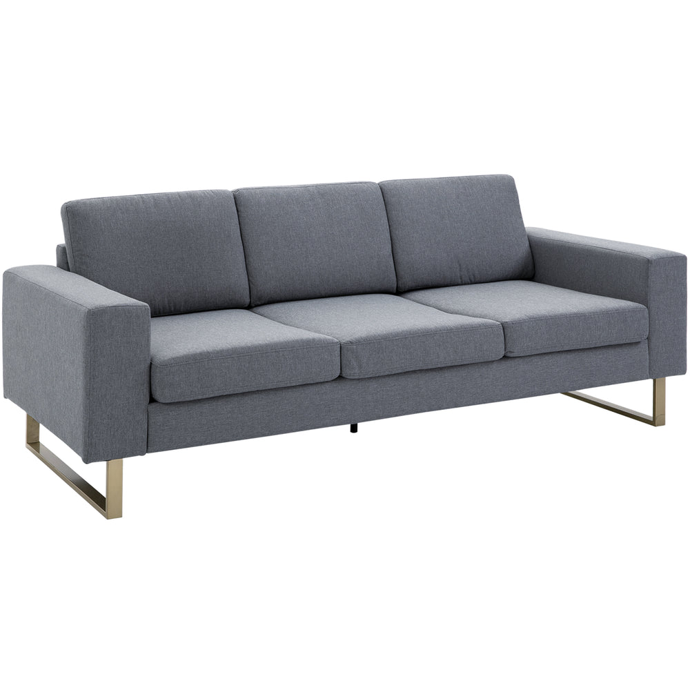 3 seater sofa upholstered in linen with steel legs, dark grey