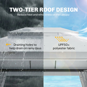 10 x 13 ft. Gazebo, double roof with UPF50+ protection, grey