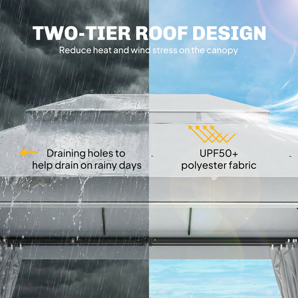 10 x 13 ft. Gazebo, double roof with UPF50+ protection, grey