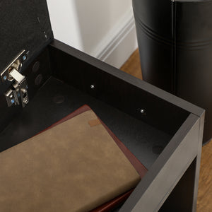 Shoe bench with padded cushion, black