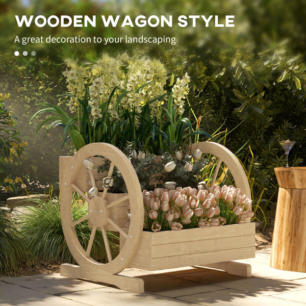 Three-tier wooden planter in the shape of a cart