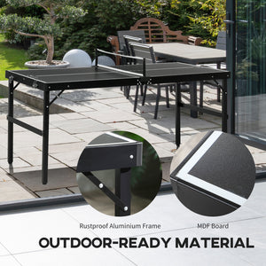 Folding table tennis table with aluminum frame, black