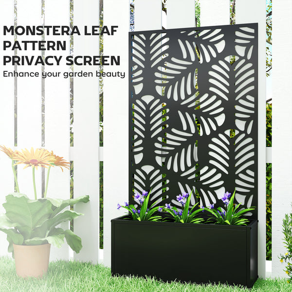 Metal planter with trellis for climbing plants 