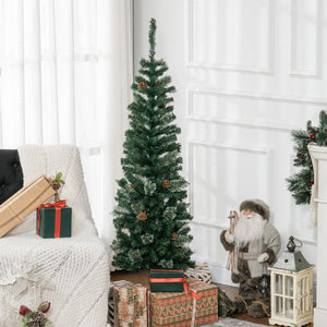 5 foot Christmas tree with pine needles and pine cones