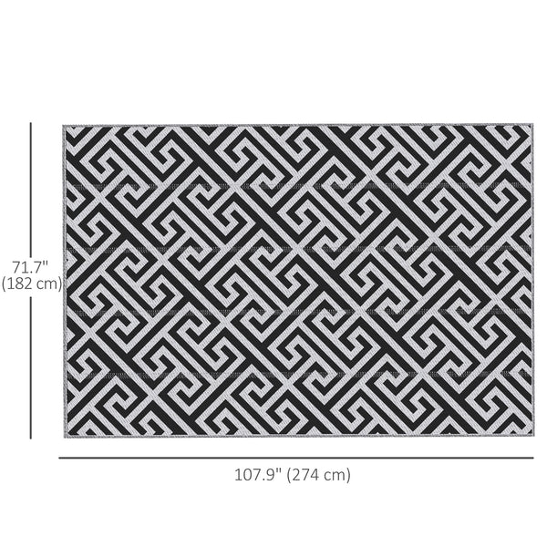 Reversible outdoor rug, black and white