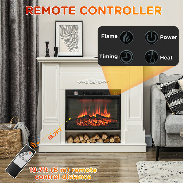 46" 1400W Electric Fireplace with Mantel and Shelf, White