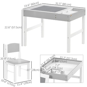 Lego table with storage for children, gray