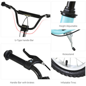 Inflatable wheel scooter with double brake, 30 cm front wheel, blue