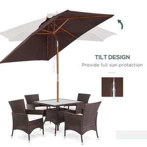 6.6-foot square parasol with tilt mechanism, coffee color 