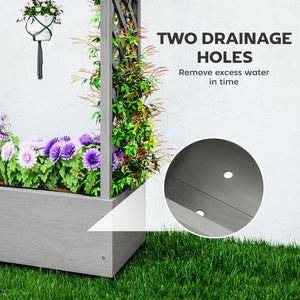 Wooden raised bed with trellis, hanging roof, drainage holes and bed liner