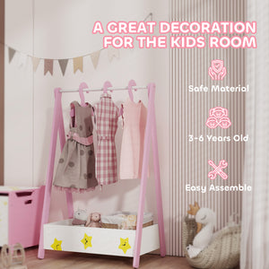 Clothes rack with storage shelf and hangers, pink