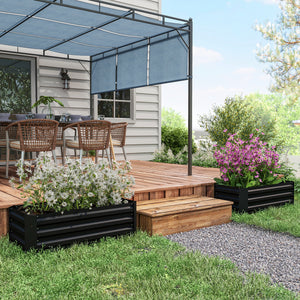 Set of 2 raised steel planters, black 