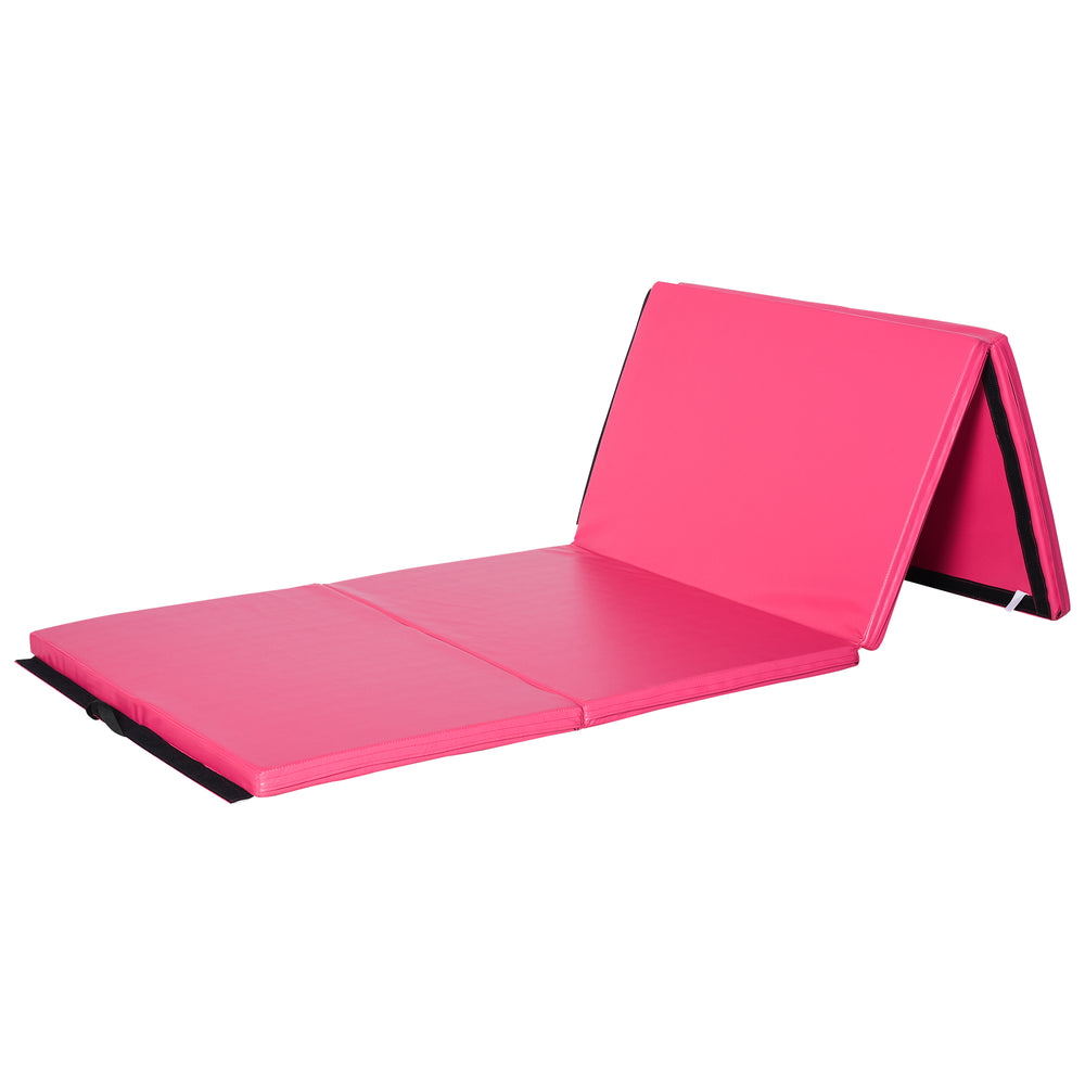 4'x10'x2'' Folding Gymnastics Mat with Carry Handles, Pink