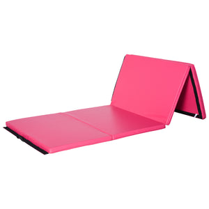 4'x10'x2'' Folding Gymnastics Mat with Carry Handles, Pink