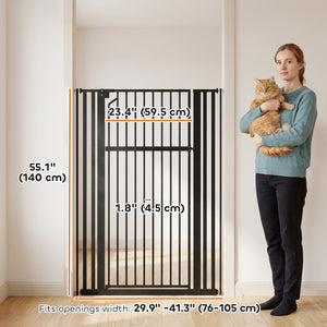 55-inch tall pet gate, adjustable width, black