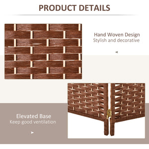 4 Panel Freestanding Double Hinged Room Divider, Brown